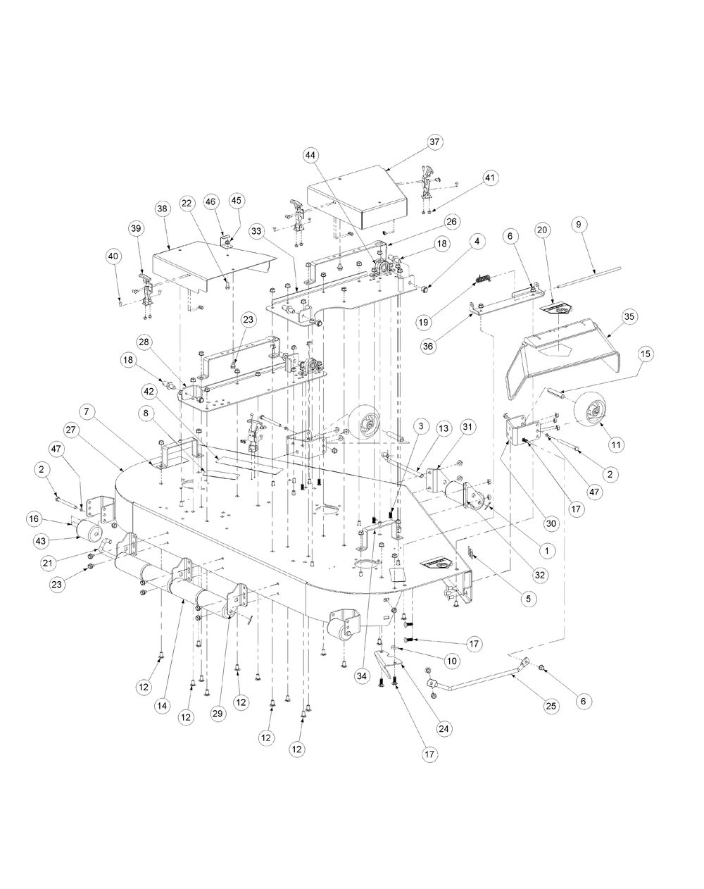 Fabricated Cutter Deck 60-Inch Diagram and Parts List for M60-KW LC-53CB5GFX750-29HP-DFI-OHV-LC Cub Cadet Lawn Tractor